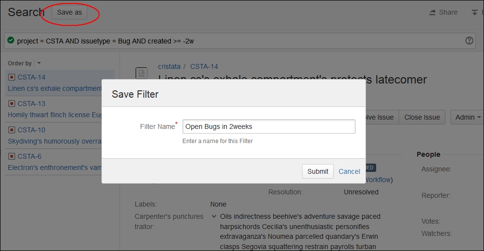 Filters and subscriptions