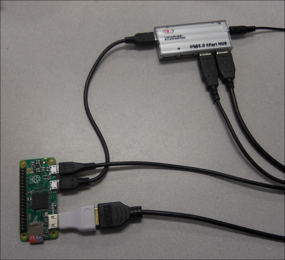 Hooking up a keyboard, mouse, and display