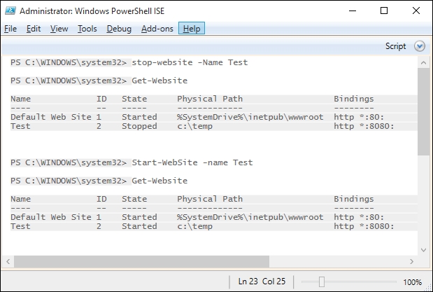 Starting, stopping, and restarting IIS