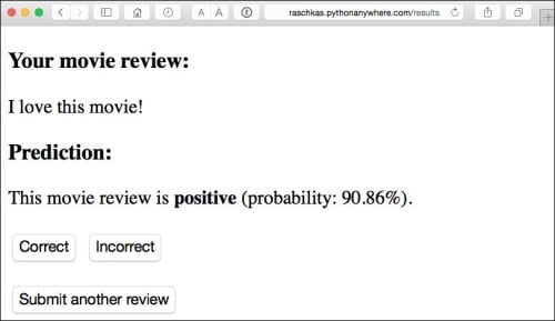 Turning the movie classifier into a web application