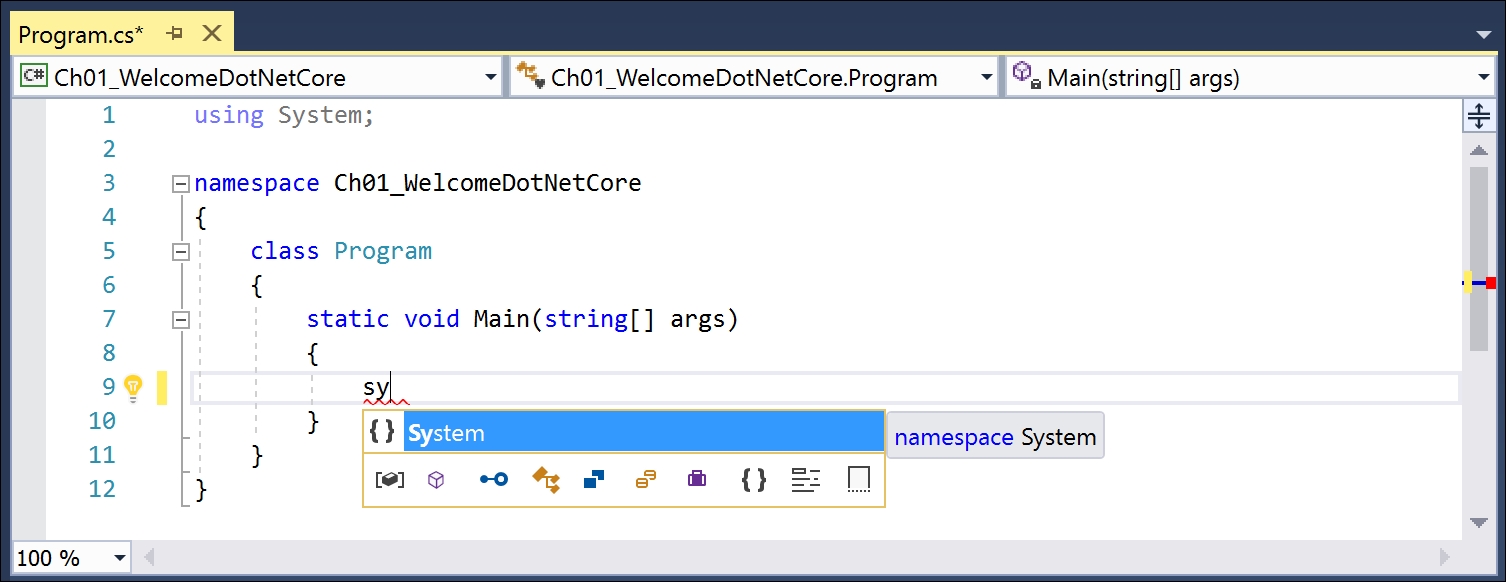 Coding with Visual Studio's editor