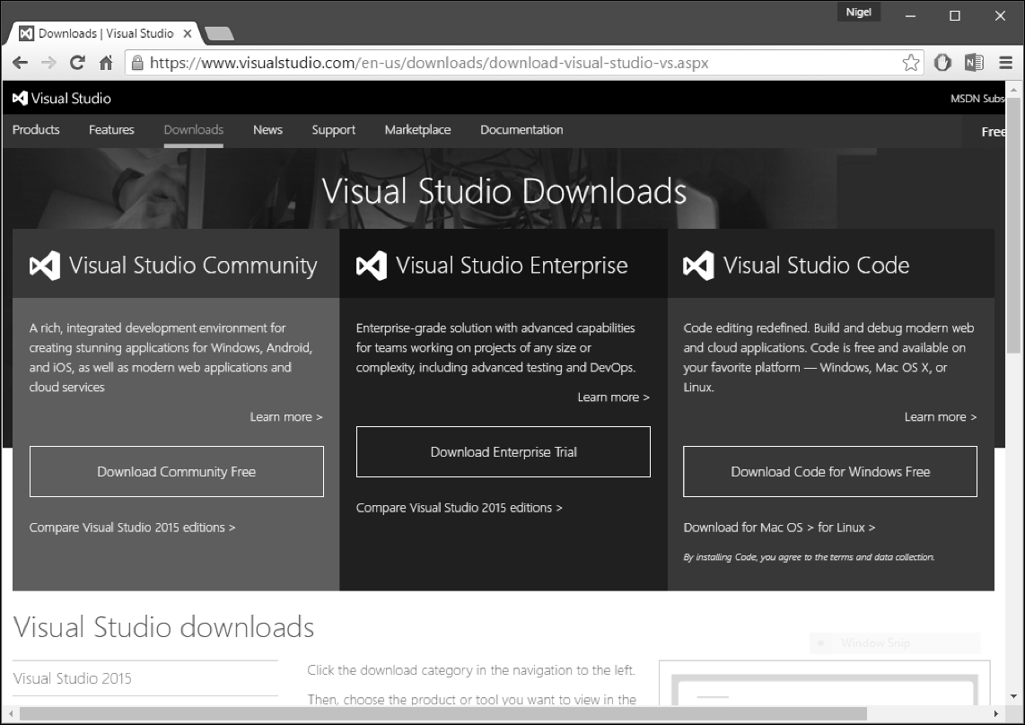 Installing Visual Studio