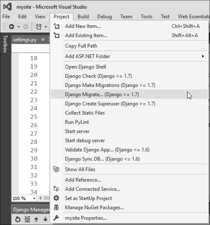 Integration of Django management commands