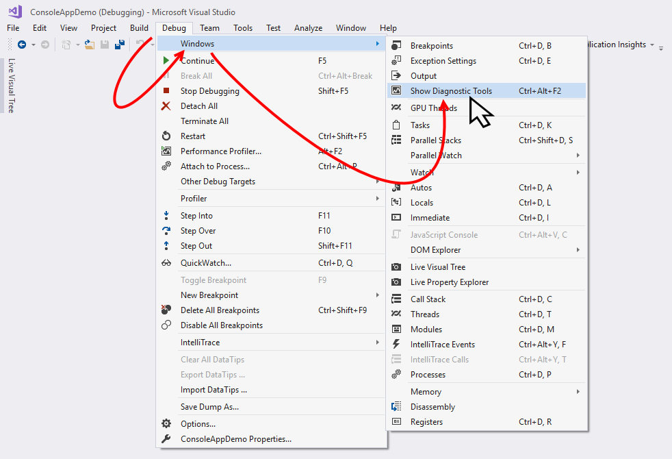 ms visual studio menu bar help