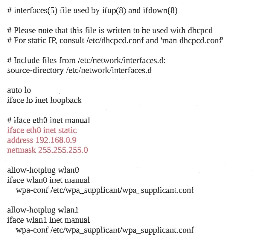 Configuring static IP address of the master Pi