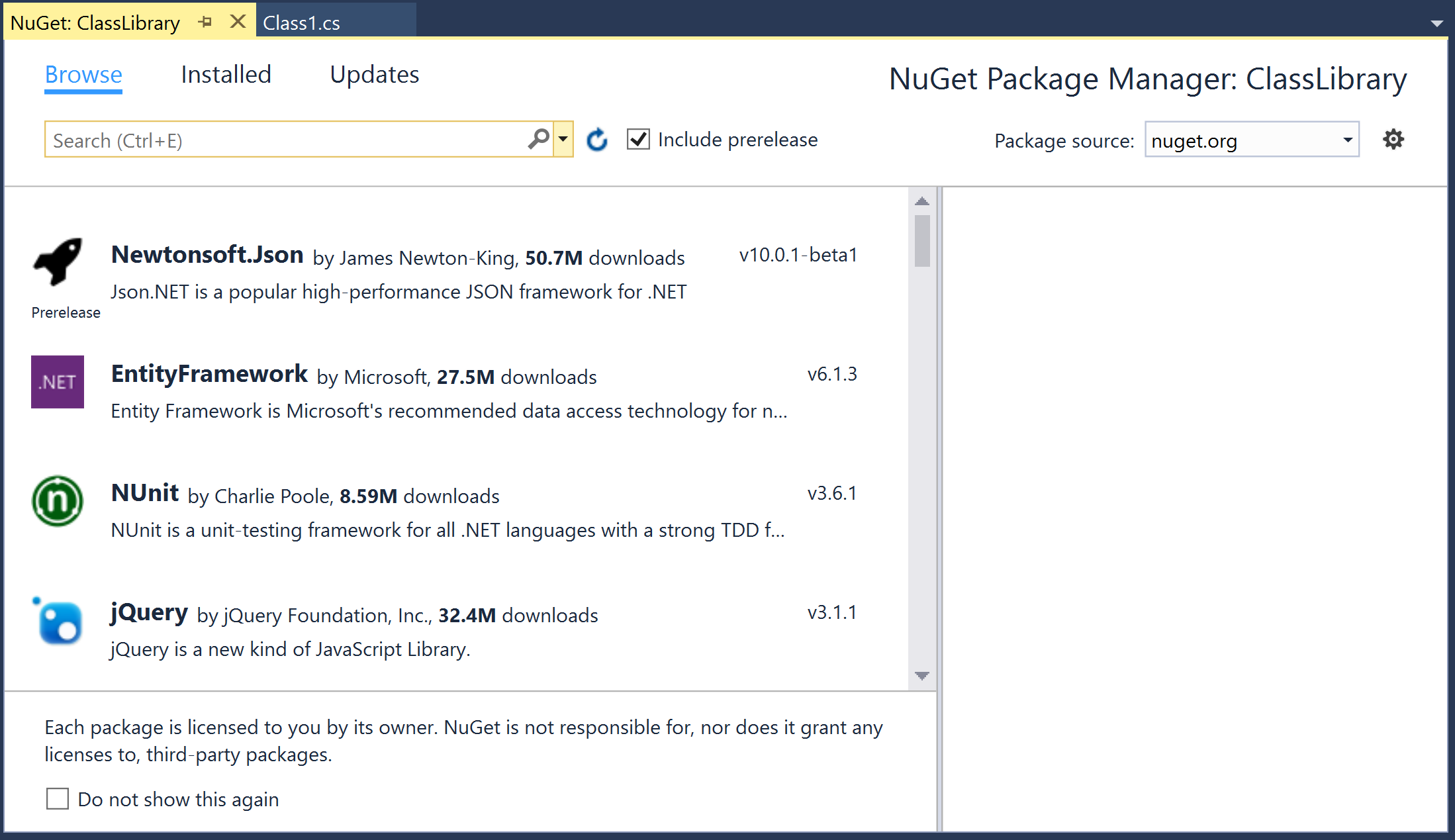 Searching and installing analyzers through the NuGet package manager |  Roslyn Cookbook