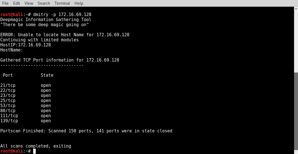 Banner Grabbing With Dmitry Kali Linux Network Scanning Cookbook