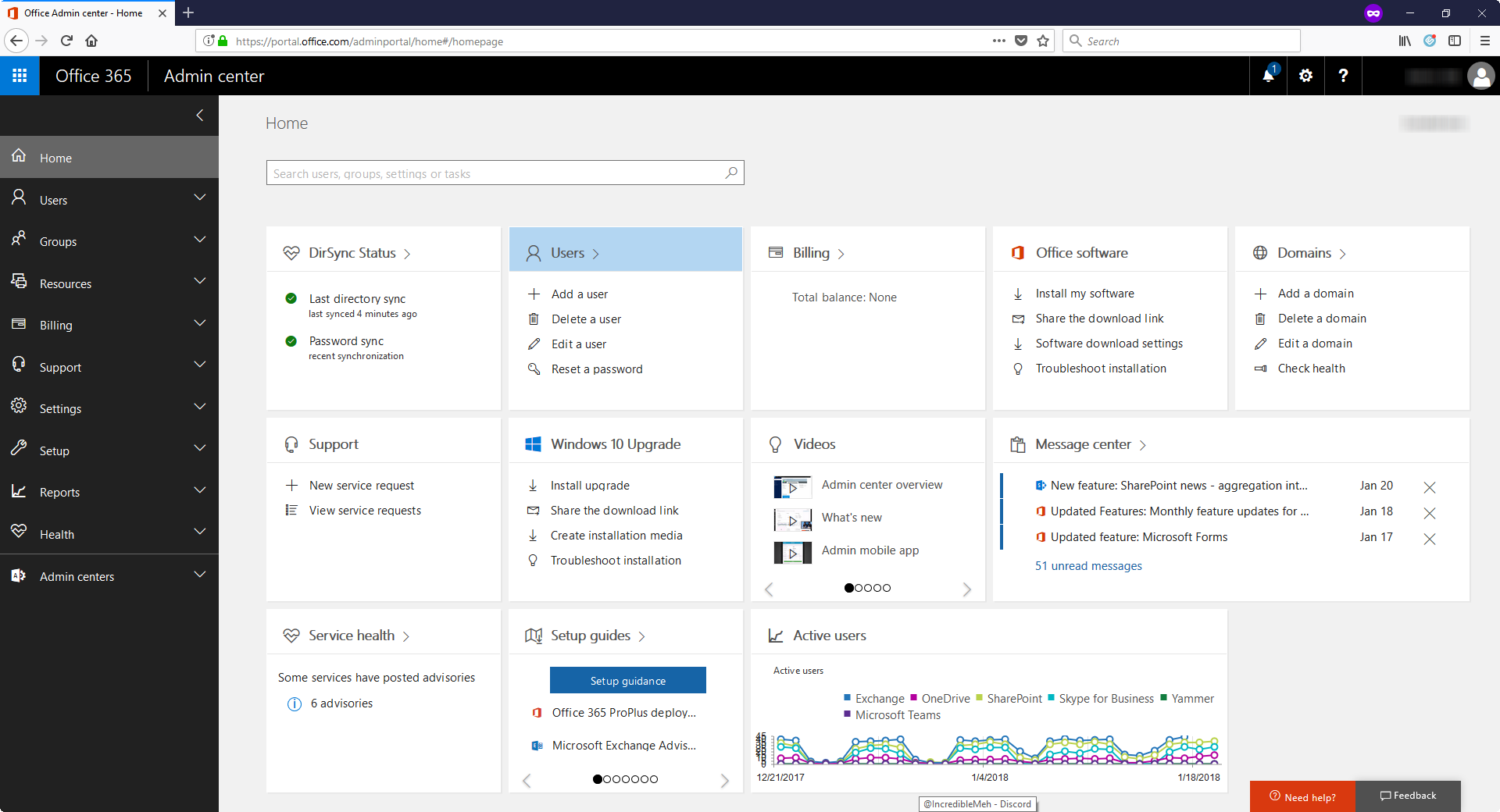 The dashboard | Mastering Office 365 Administration