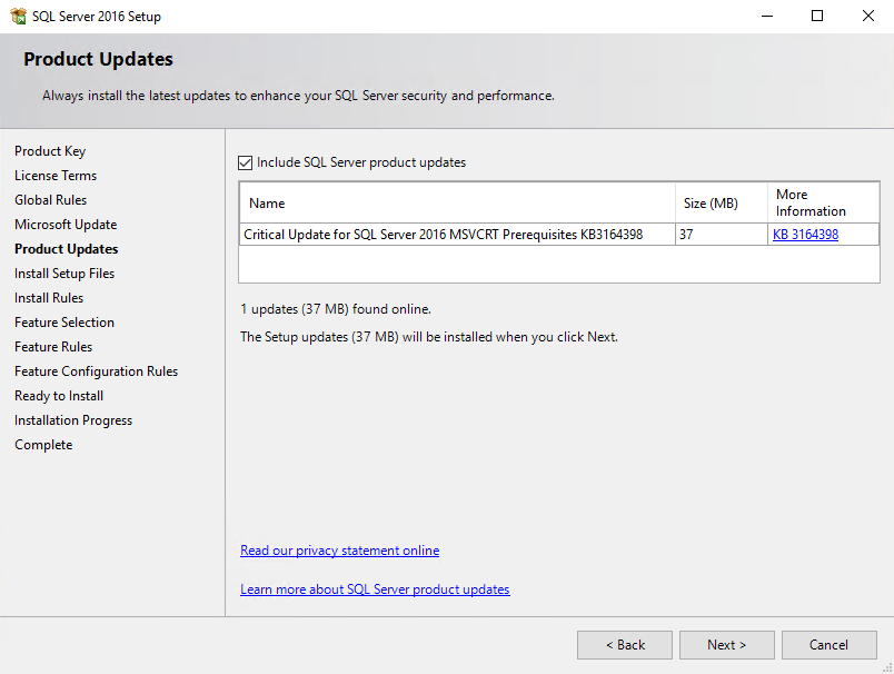 Setup не устанавливается. Update SQL.