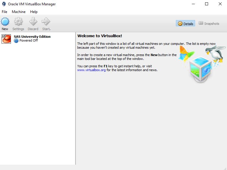 sas university edition virtualbox