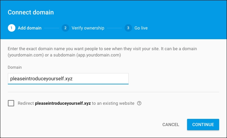 Extra mile – connecting your Firebase project to a custom domain