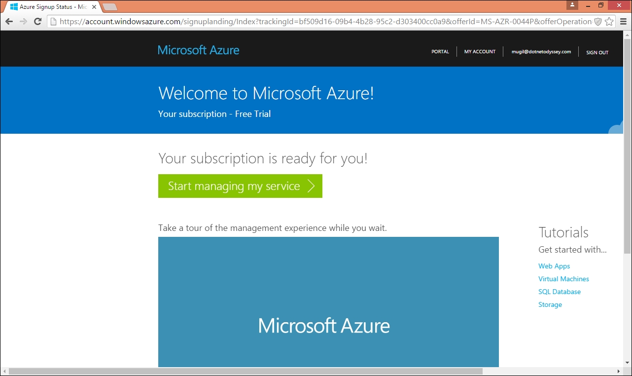 Signing up to Microsoft Azure