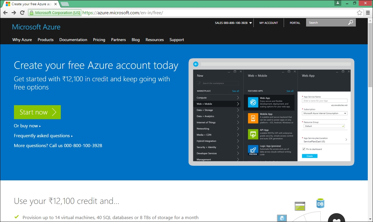 Signing up to Microsoft Azure