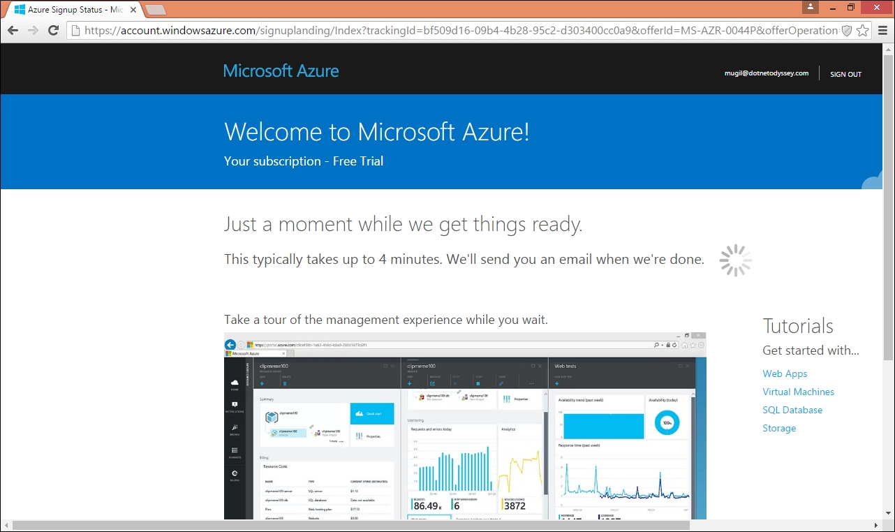 Signing up to Microsoft Azure