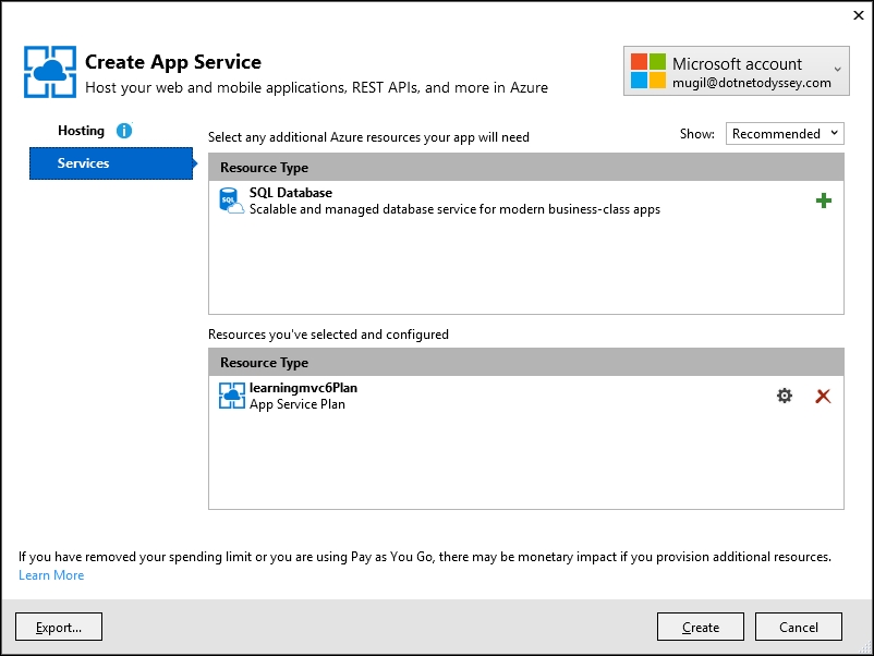 Deploying the ASP.NET Core application in Azure