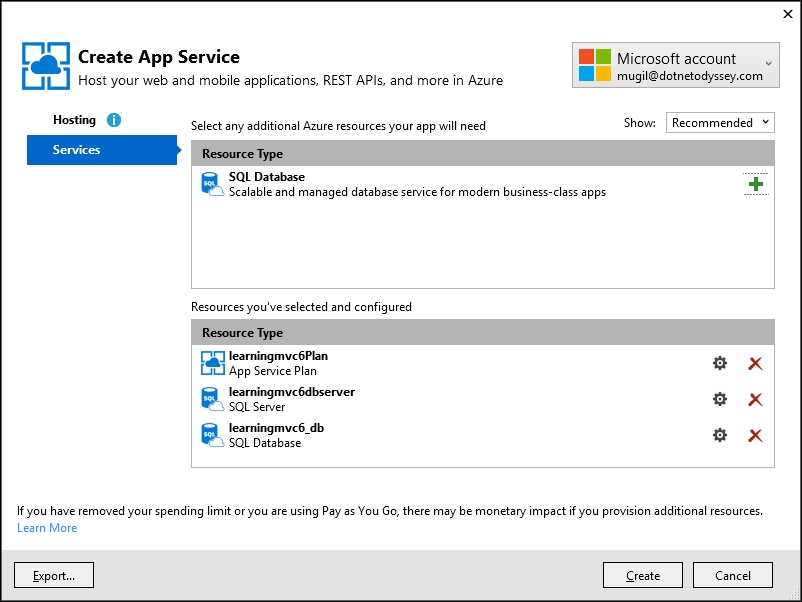 Deploying the ASP.NET Core application in Azure