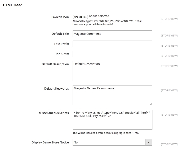 Store configuration