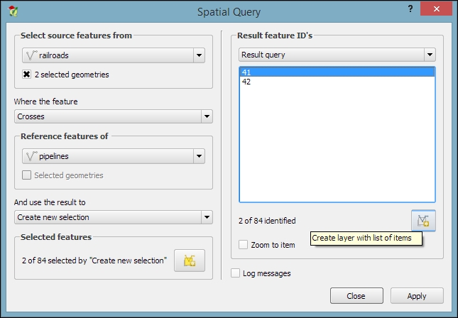 Selecting features using spatial queries