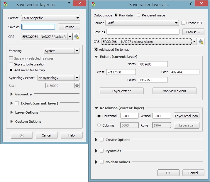 Reprojecting and converting vector and raster data