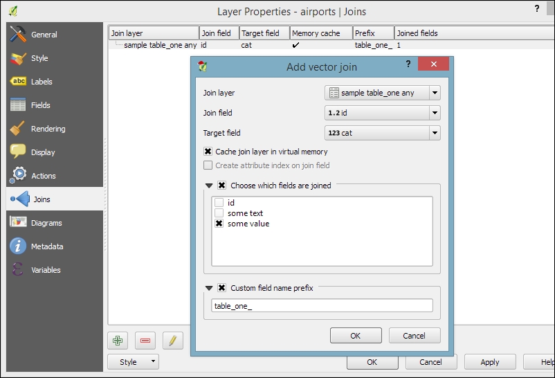 Setting up a join in Layer Properties