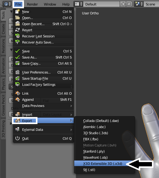Exporting And Uploading X3d Files Blender 3d Printing By Example