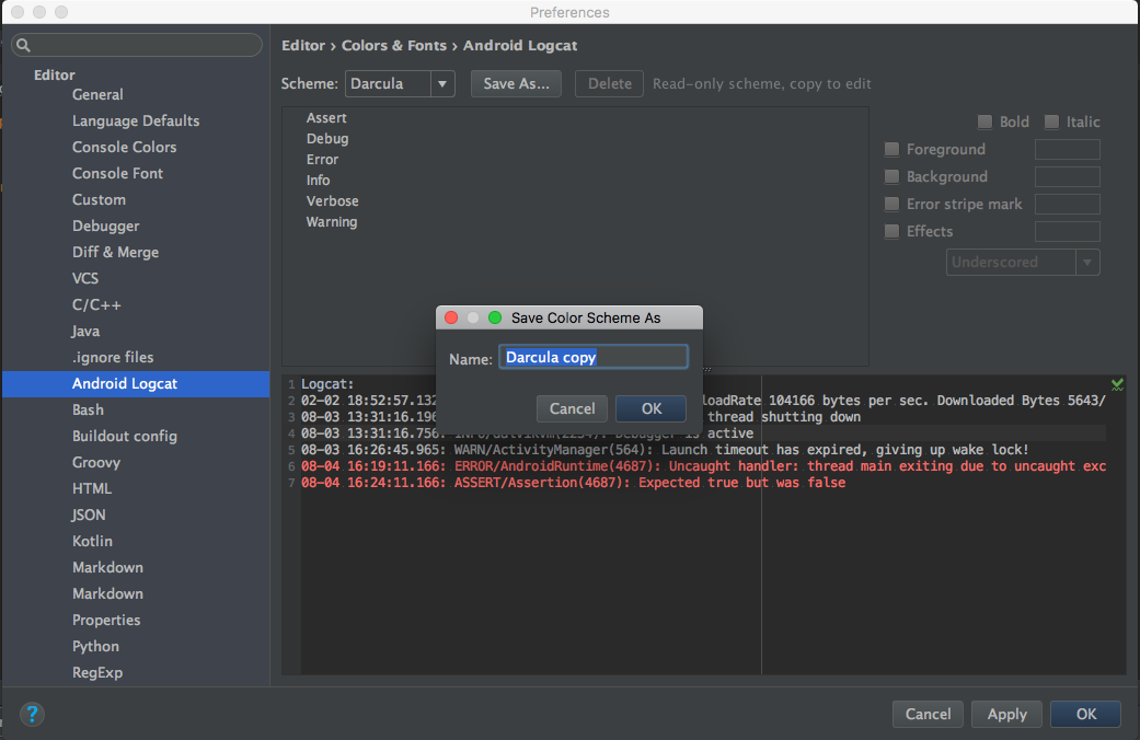 android studio logcat filter on tag