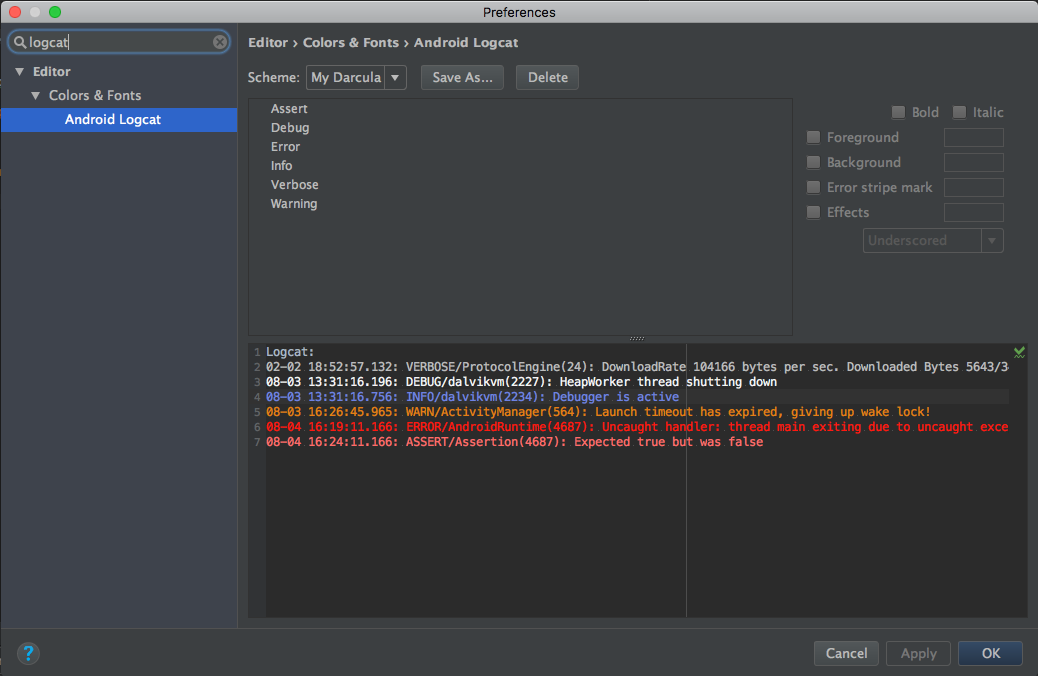 android studio logcat filter on tag