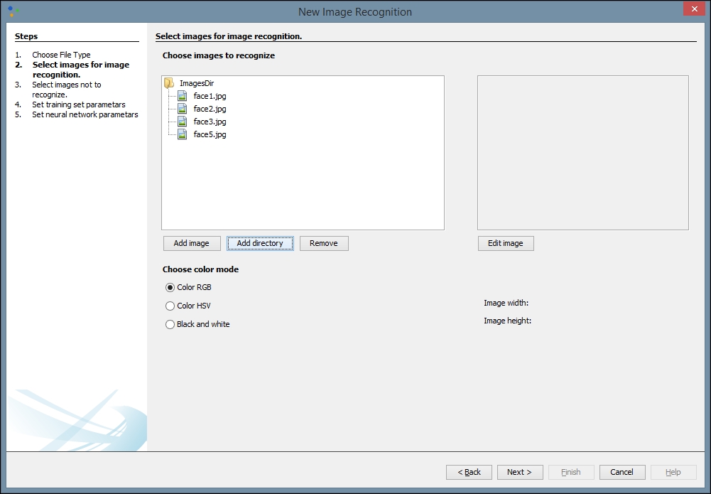 Creating a Neuroph Studio project for classifying visual images