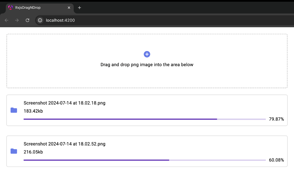 Figure 2.8: A reactive drag-and-drop file upload