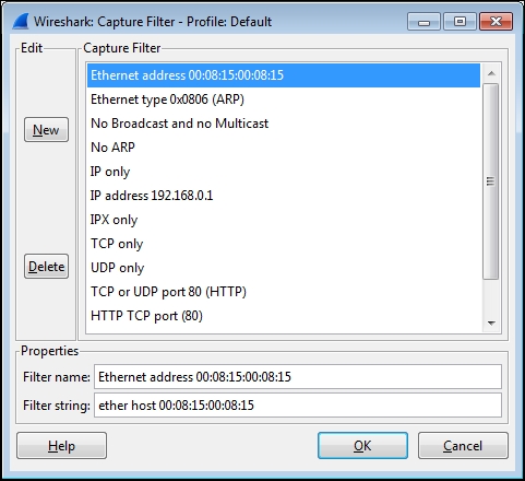 Configuring capture filters