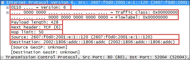 IPv6 header fields