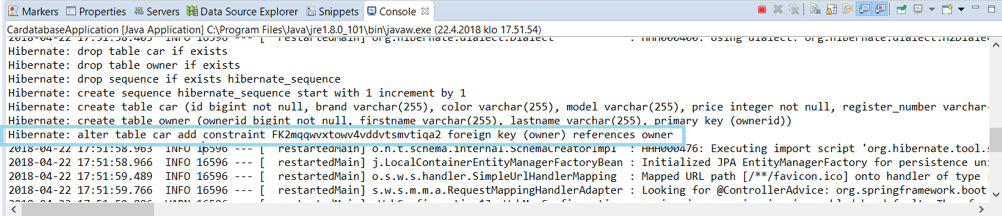 读书笔记《hands-on-full-stack-development-with-spring-boot-2-0-and-react》使用JPA创建和访问数据库