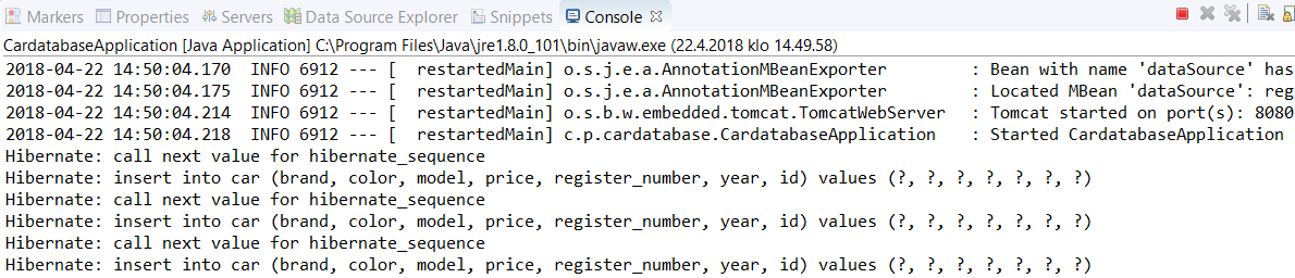 读书笔记《hands-on-full-stack-development-with-spring-boot-2-0-and-react》使用JPA创建和访问数据库