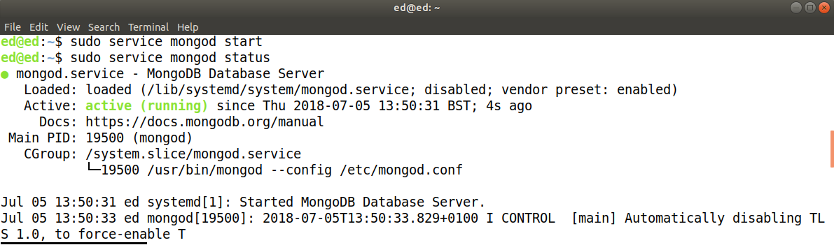 start mongodb server on fedora