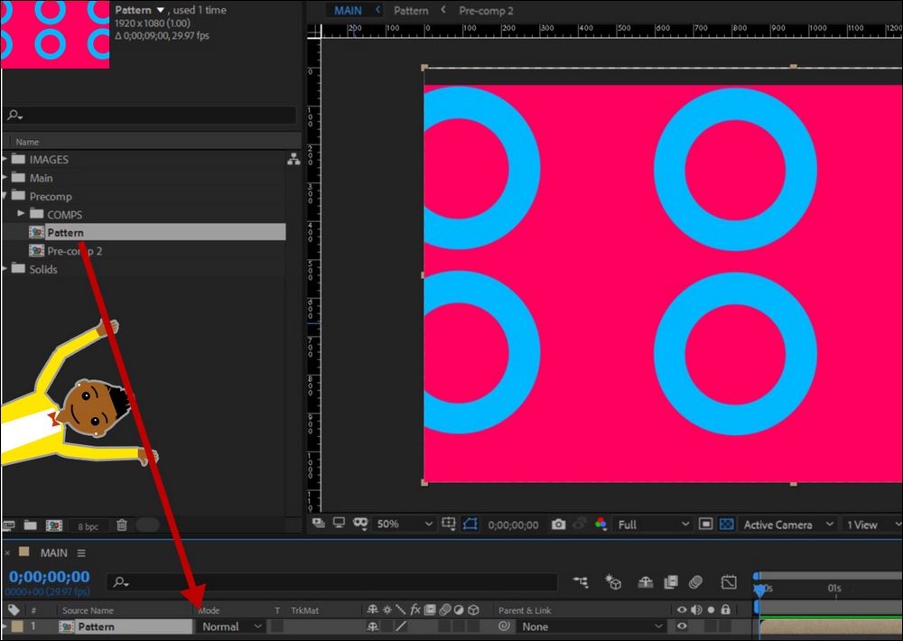Nesting precomps and using the pen tool