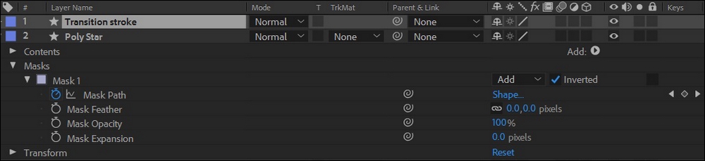 Creating a transition shape