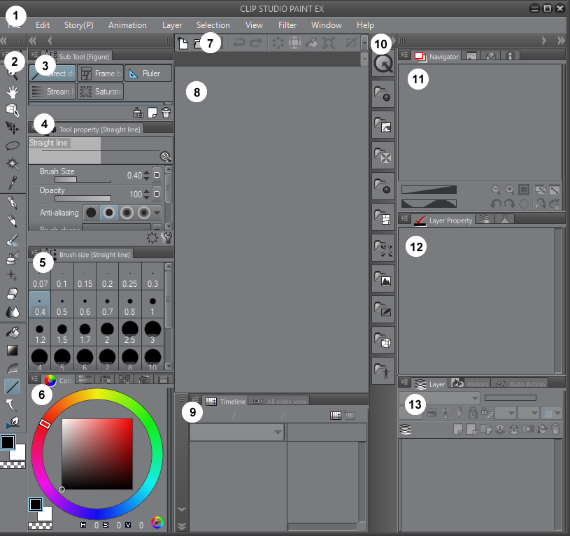 Taking a look at the default interface | Learn Clip Studio Paint - Second  Edition