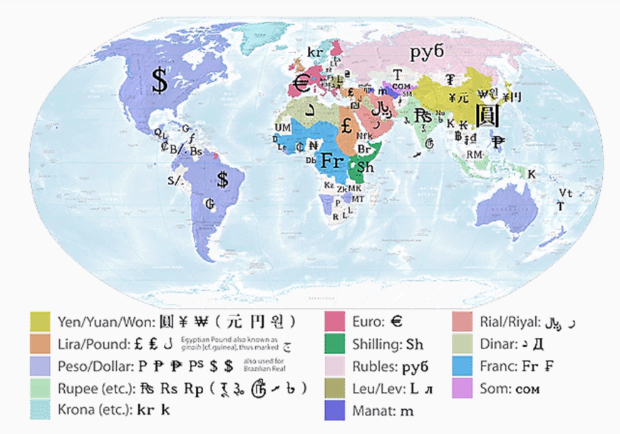 Карта валют мира