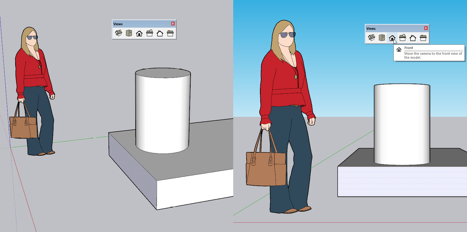 Figure 1.24: Model Shown at a Random Angle (Left) and Model at Front View (Right)
