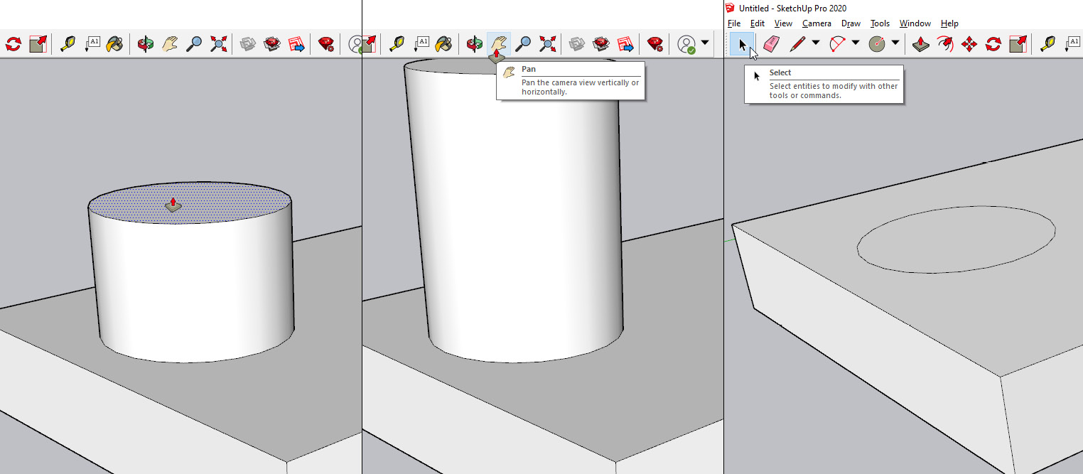 Figure 1.28: Push Pull, then Pan, then Select, which has canceled the workflow
