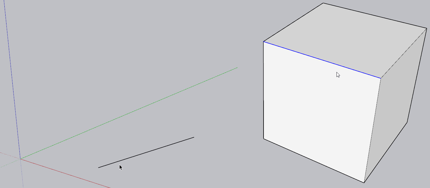 Figure 1.29: A Single Edge (Left) and an Edge on a Cube (Right)
