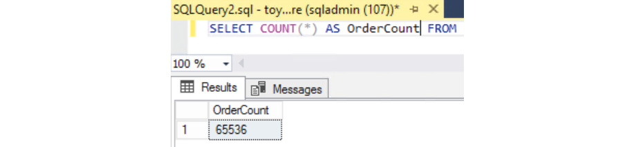 Figure 1.24: Total number of orders in the "orders" table