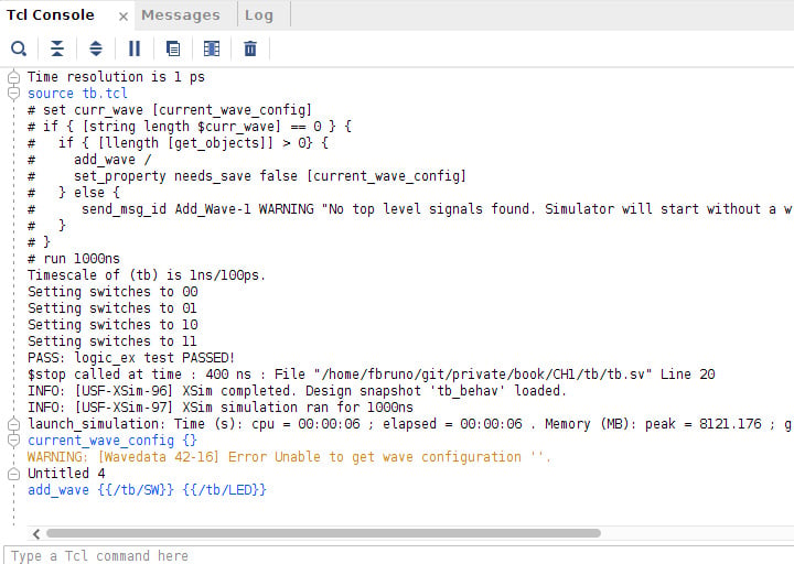 Figure 1.21 – Tcl Console
