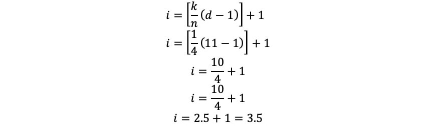 Figure 1.12: Calculating the index for the first cut point
