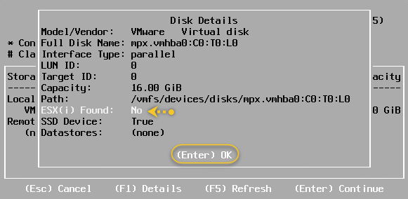 vmware esxi 6.7 installer scanning for available devices