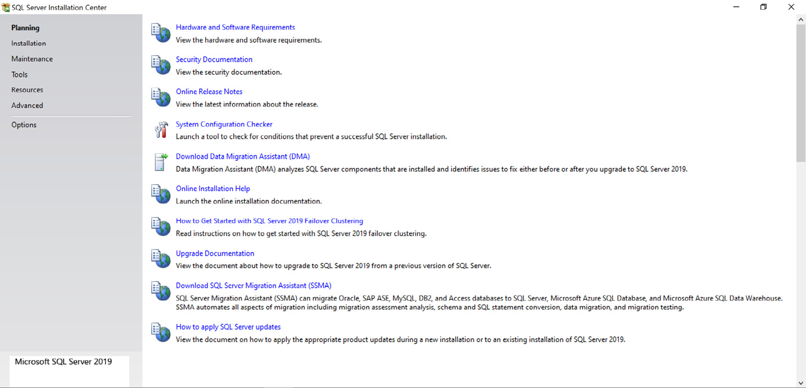 Fig. 1.3 – SQL Server Installation Center
