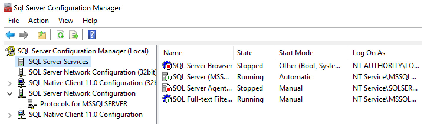 Fig. 1.9 – Sql Server Configuration Manager
