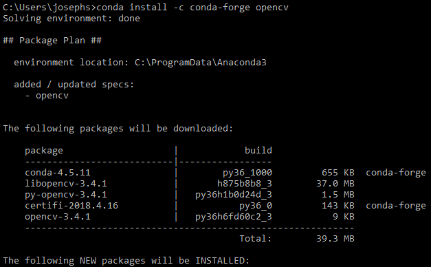 conda install opencv anaconda