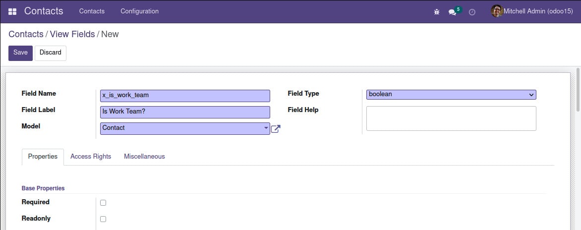 Figure 1.6 – Creating the Is Work Team? field
