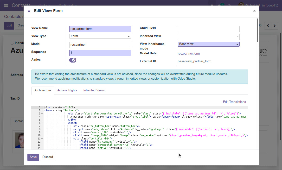 Figure 1.8 – The Edit View: Form window
